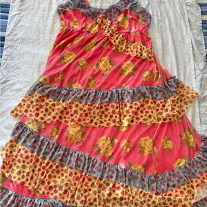 Torrid Pink and Yellow Floral High Low Dress